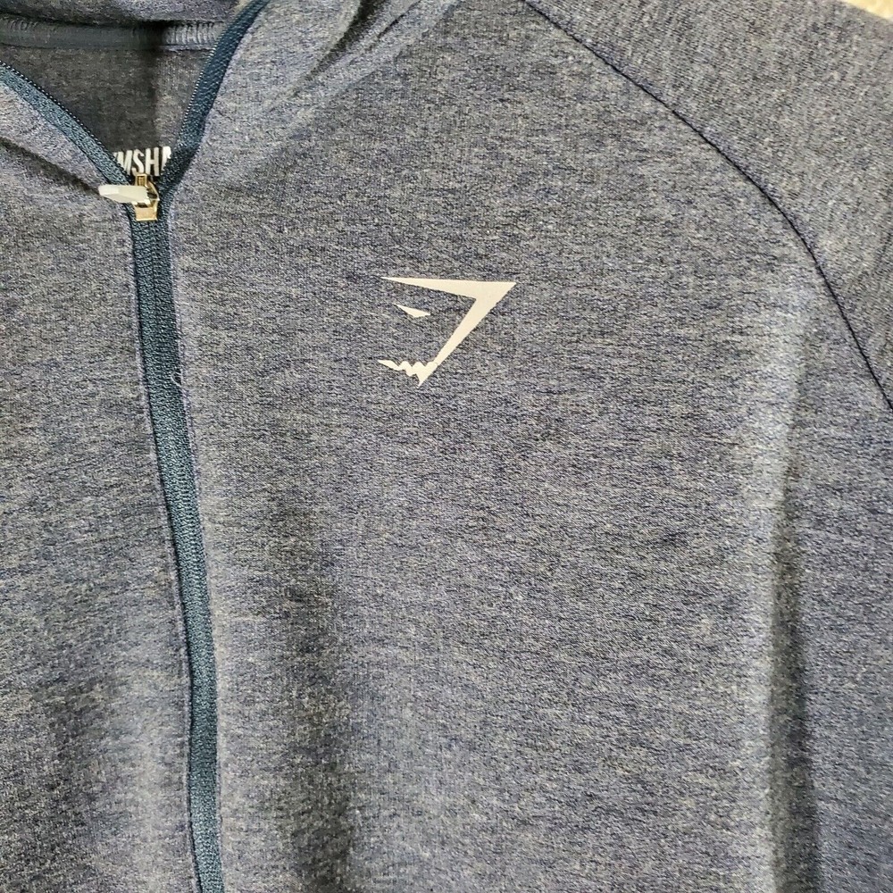 Gymshark Quarter Zip Pullover Athletic Jacket Womens  M Blue Gray Thumb Holes - Picture 8 of 12